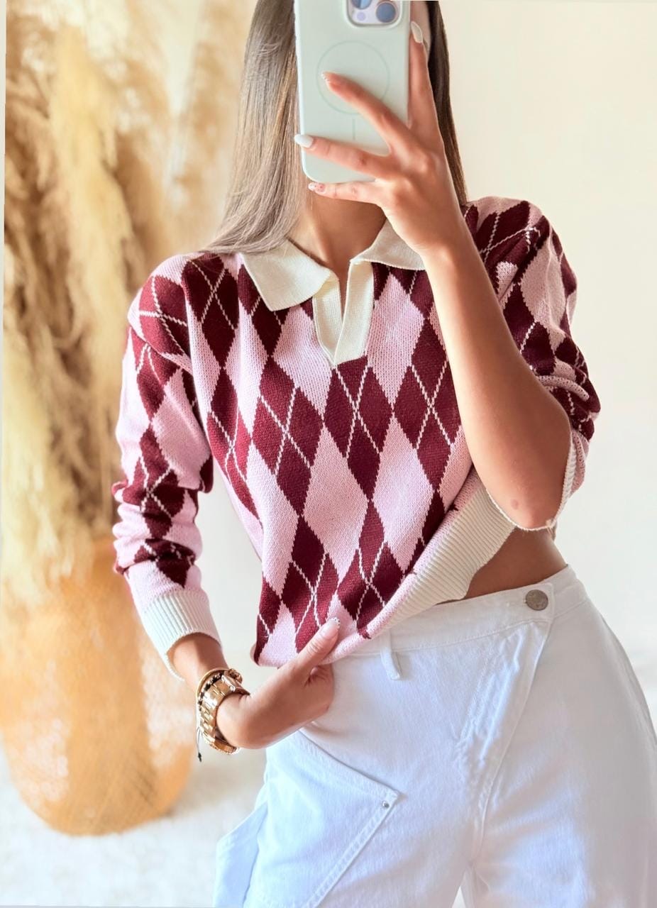 Suéter Polo Diamante
