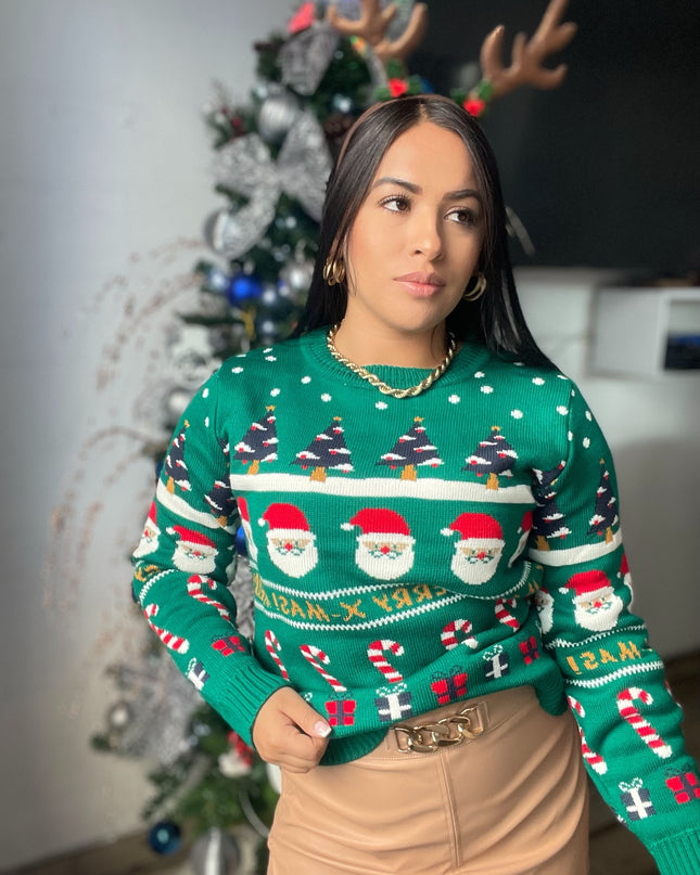 Suéter Merry Christmas bastón
