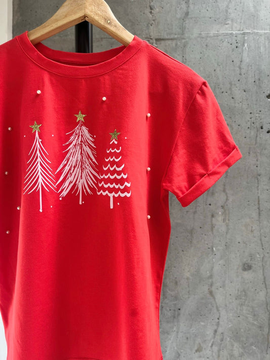 Camiseta básica navideña arbolitos