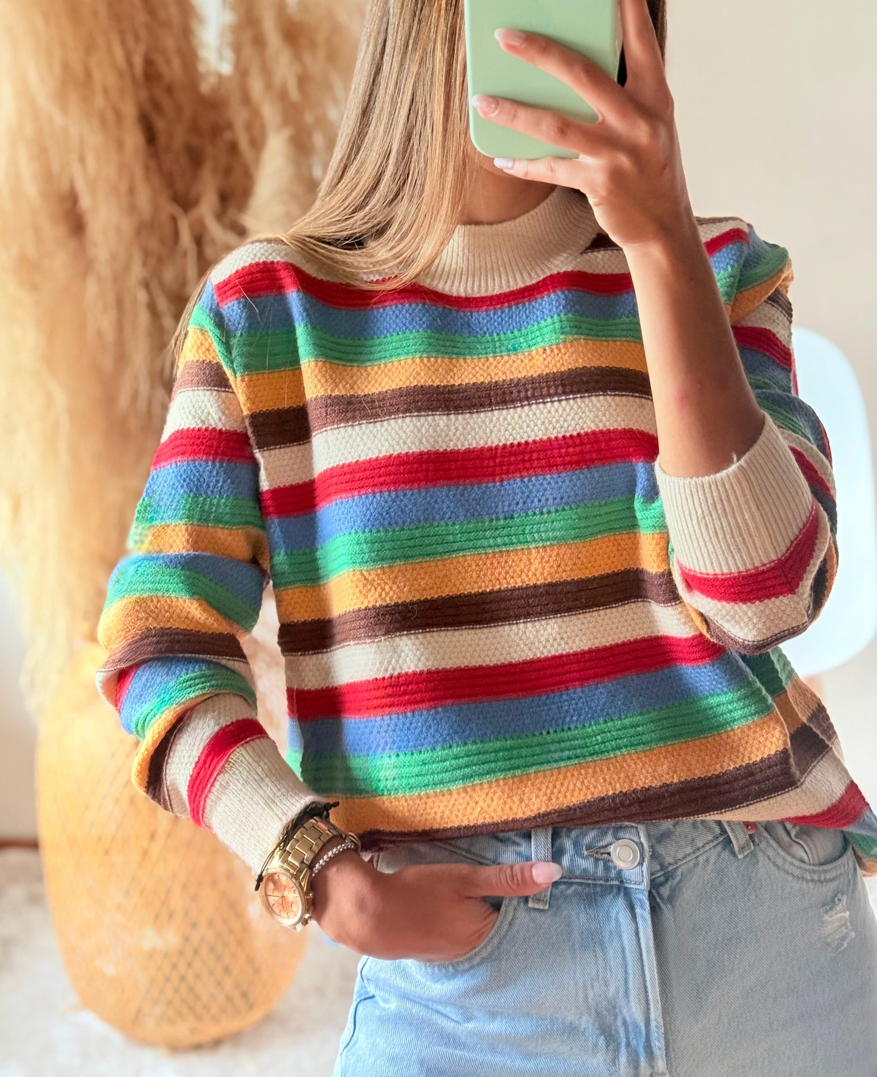 Suéter rayado cuello medio