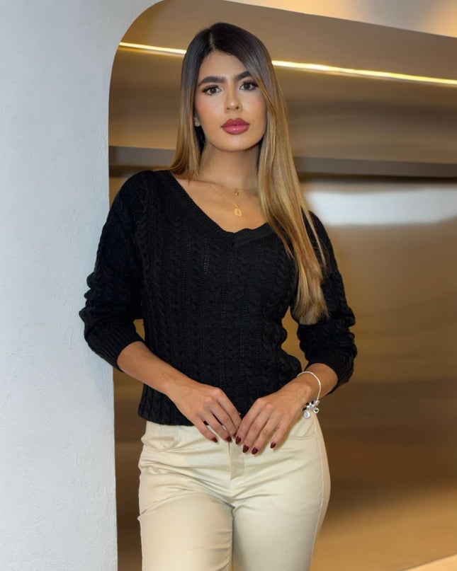 Suéter cuello V clásic