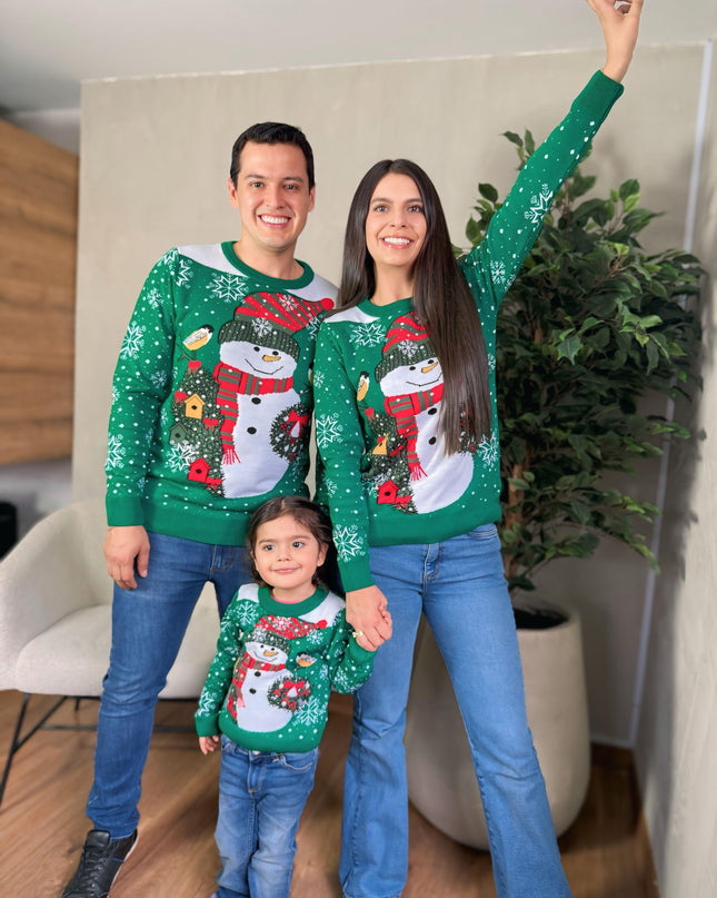 Suéter navideño nieve verde adultos