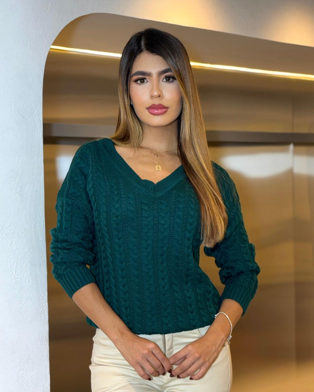 Suéter cuello V clásic