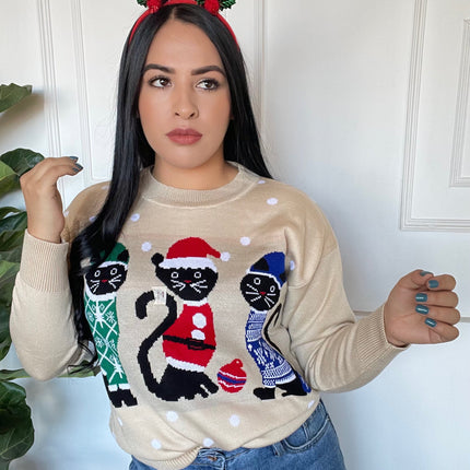Suéter gatos navideño