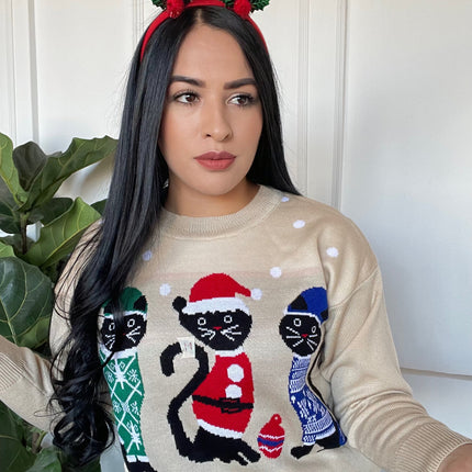 Suéter gatos navideño