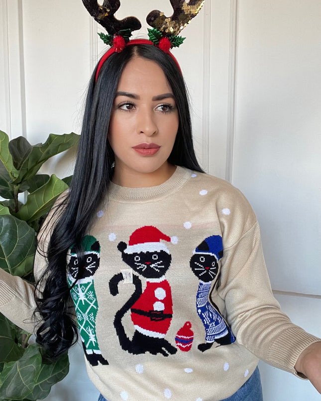 Suéter gatos navideño