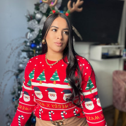 Suéter Merry Christmas bastón