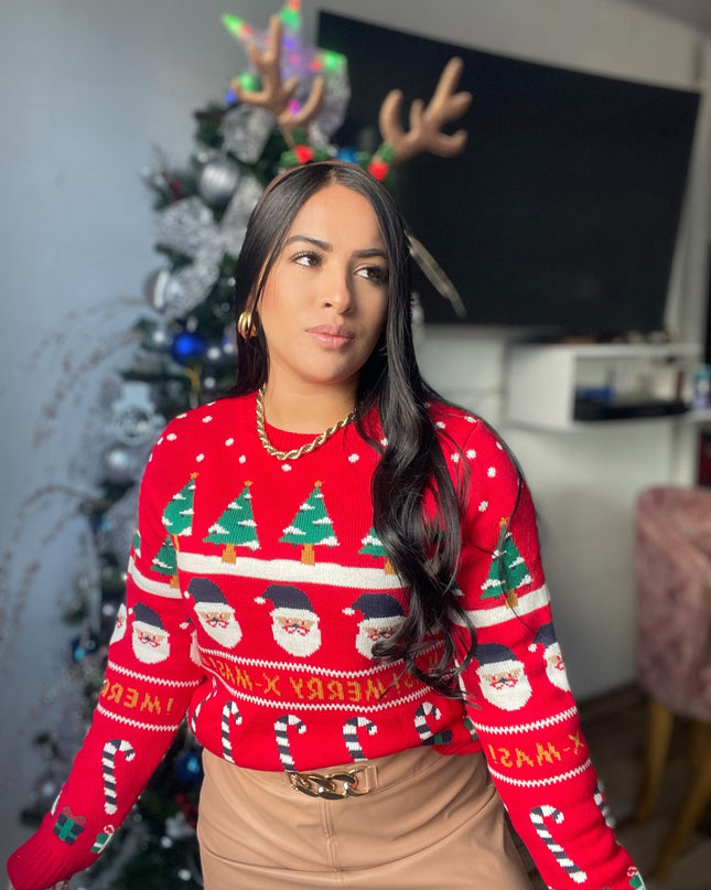 Suéter Merry Christmas bastón