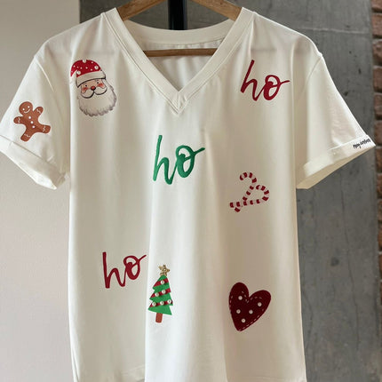 Camiseta navideña ho ho V