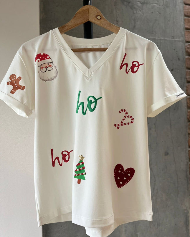 Camiseta navideña ho ho V