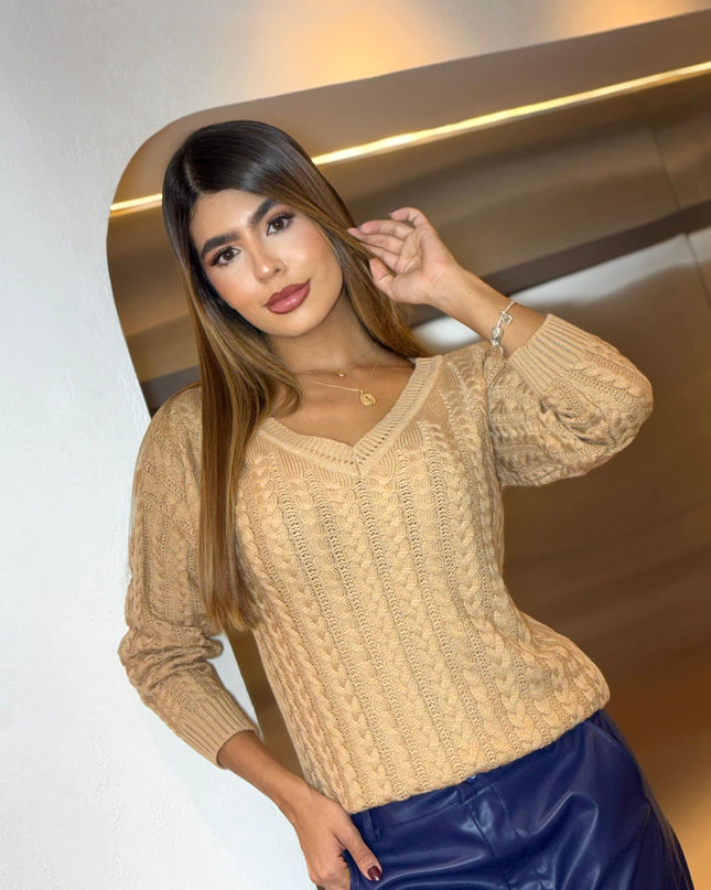 Suéter cuello V clásic