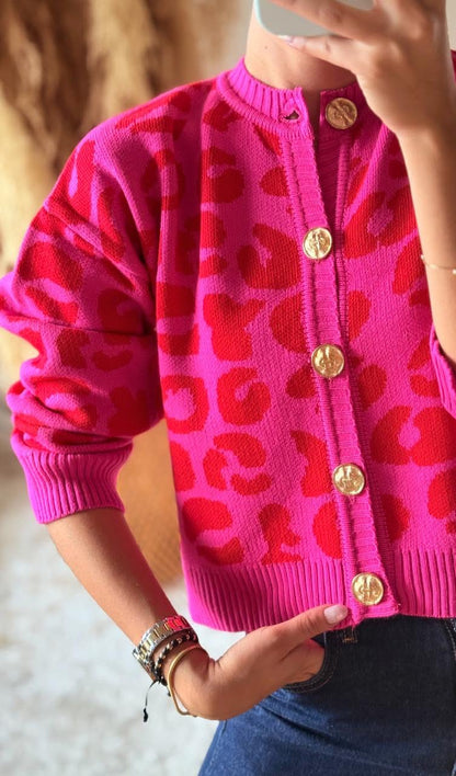 Cárdigan print botón