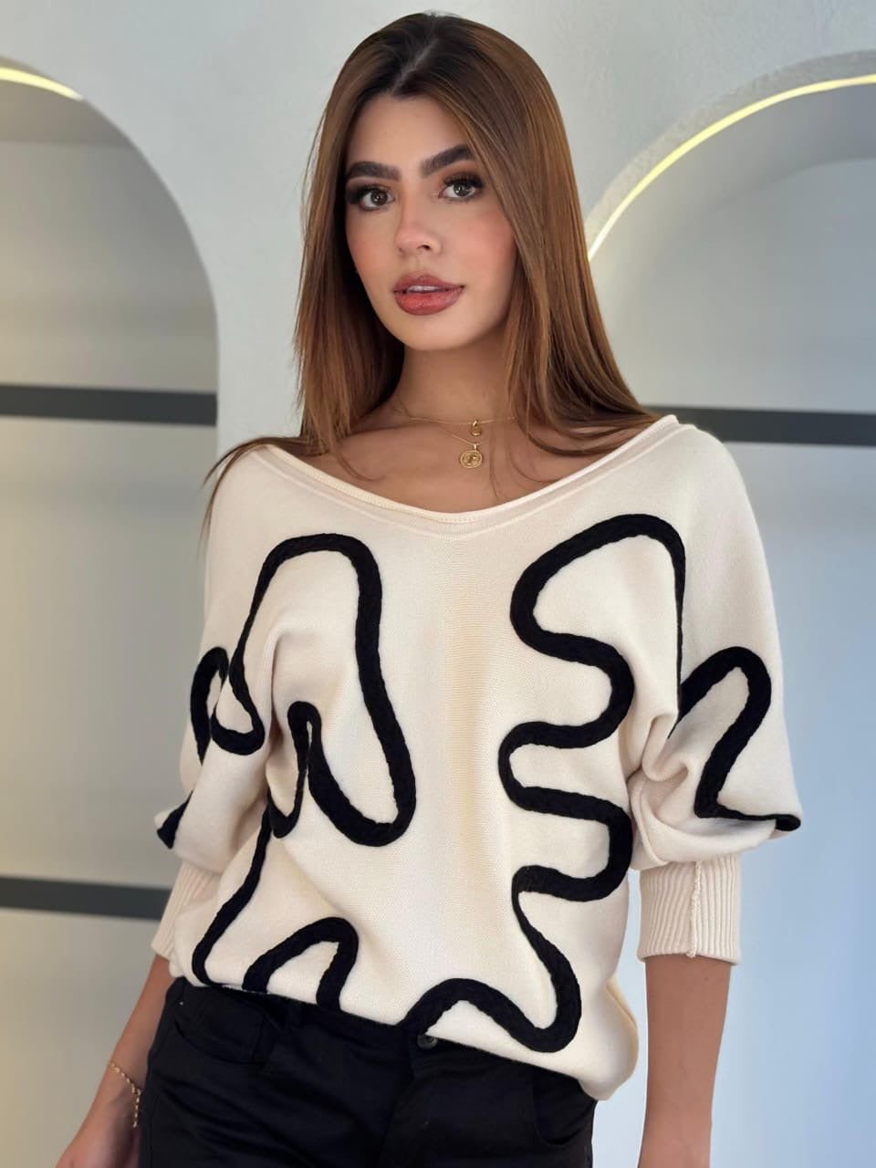Suéter trenza cuello v
