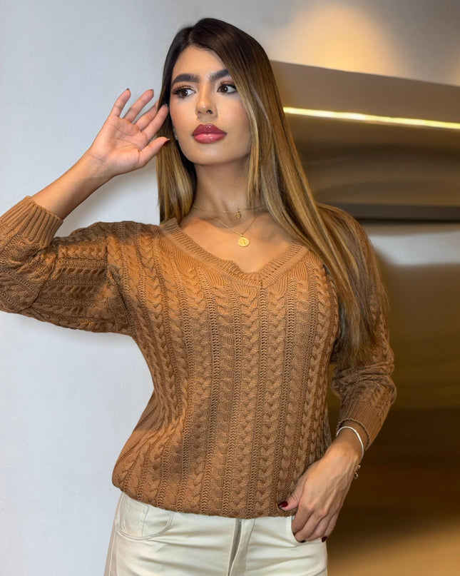 Suéter cuello V clásic