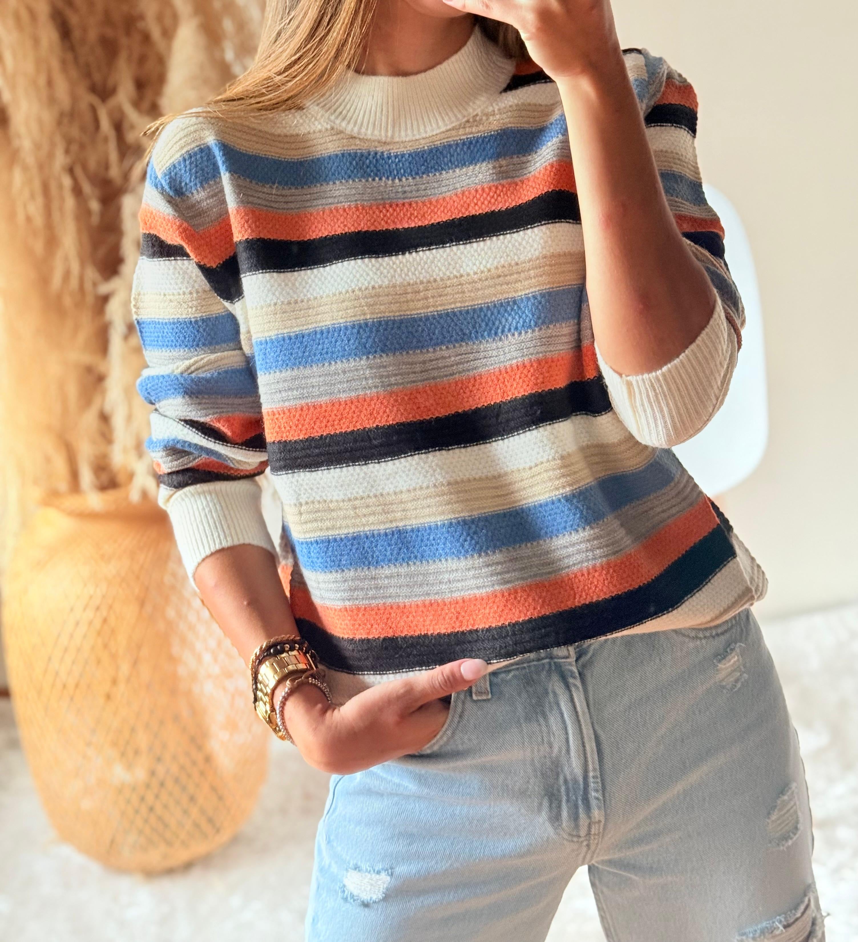 Suéter rayado cuello medio