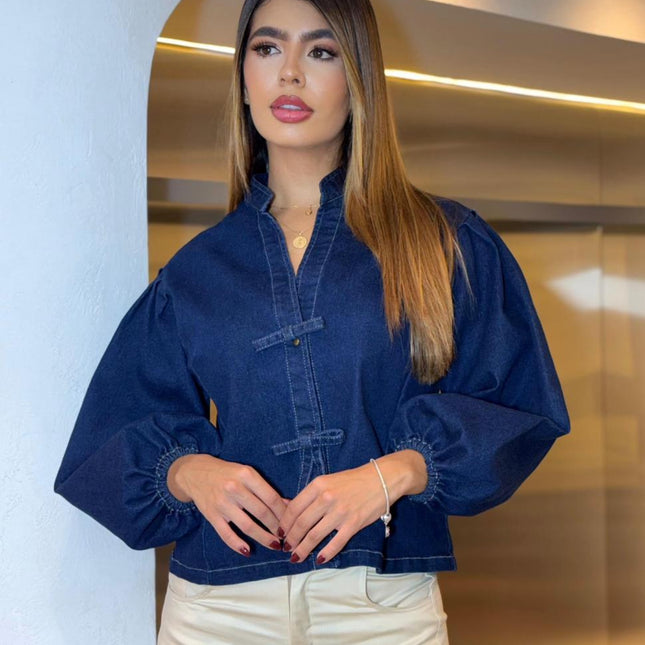 Chaqueta Jean manga globo