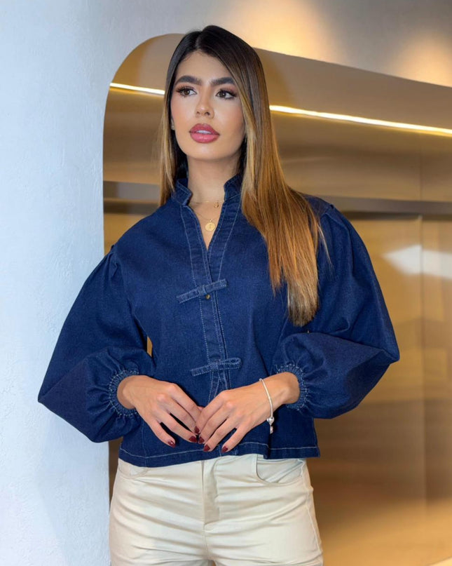 Chaqueta Jean manga globo