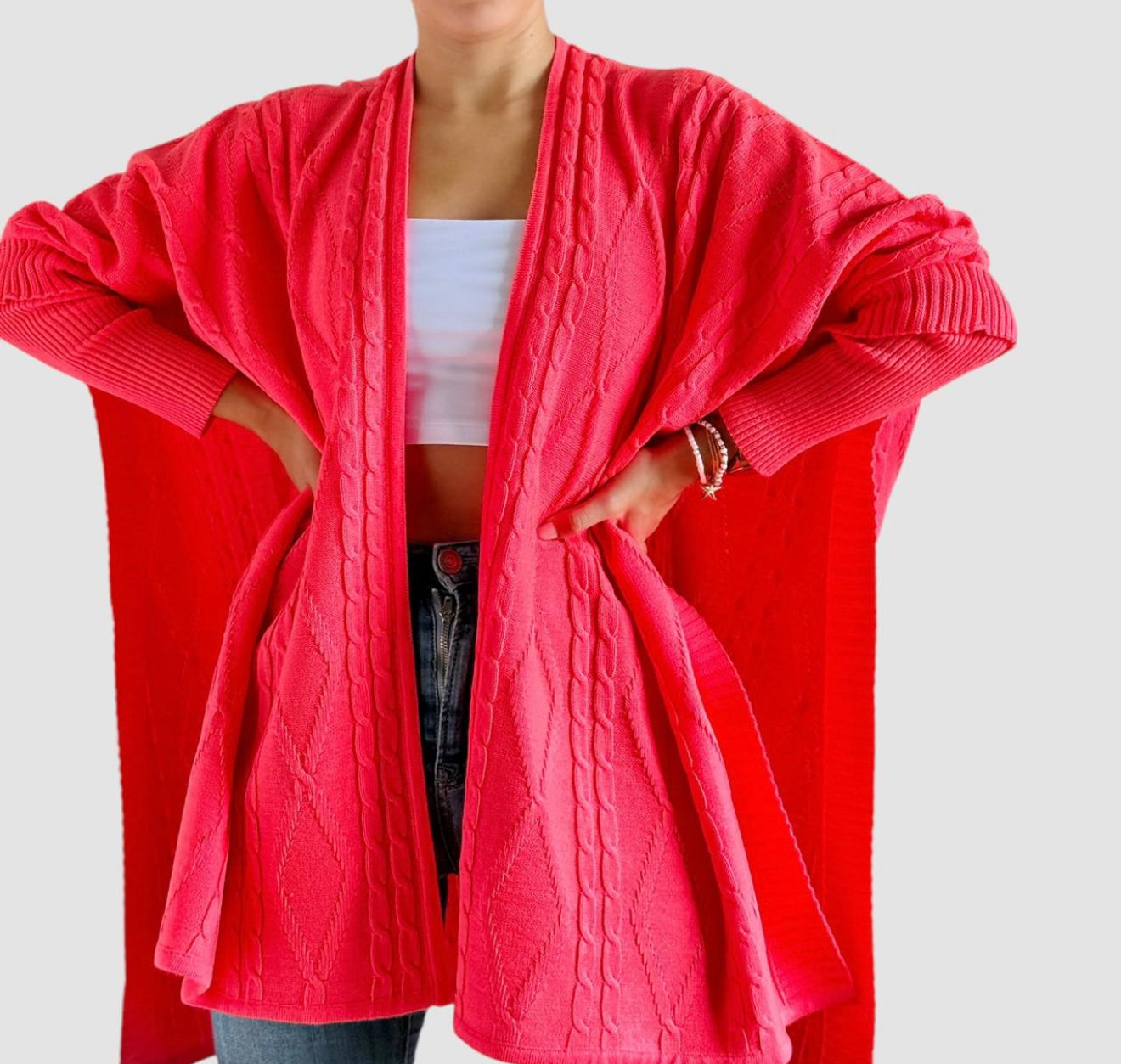 Ruana unicolor trenza