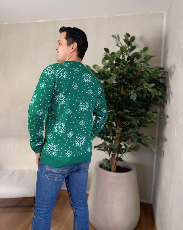 Suéter navideño nieve verde adultos