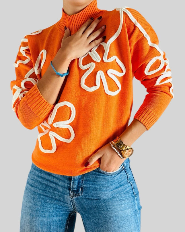 Suéter flor bordada