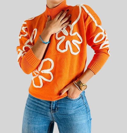 Suéter flor bordada