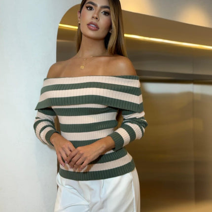 Blusa tejida acanalada