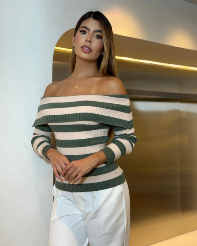 Blusa tejida acanalada