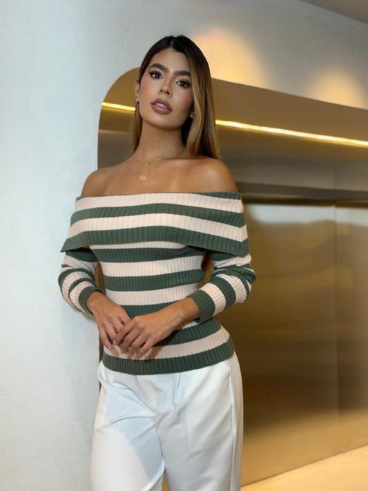 Blusa tejida acanalada