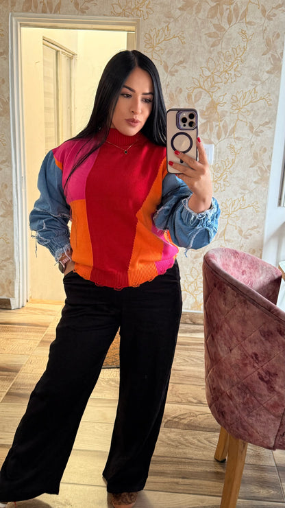 Suéter pop denim