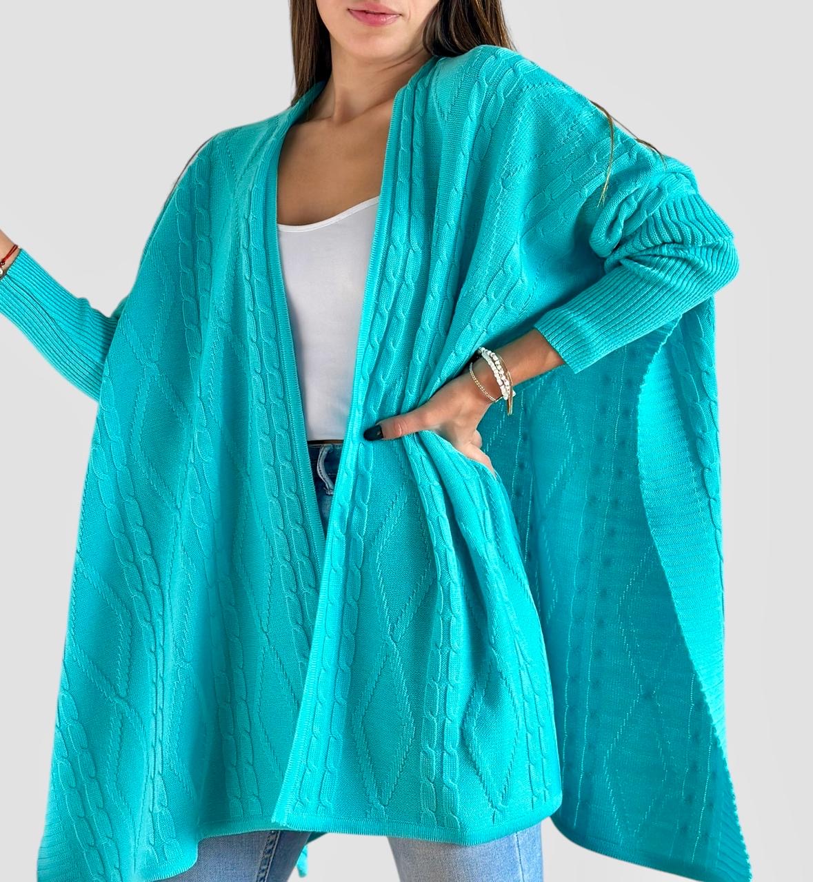 Ruana unicolor trenza