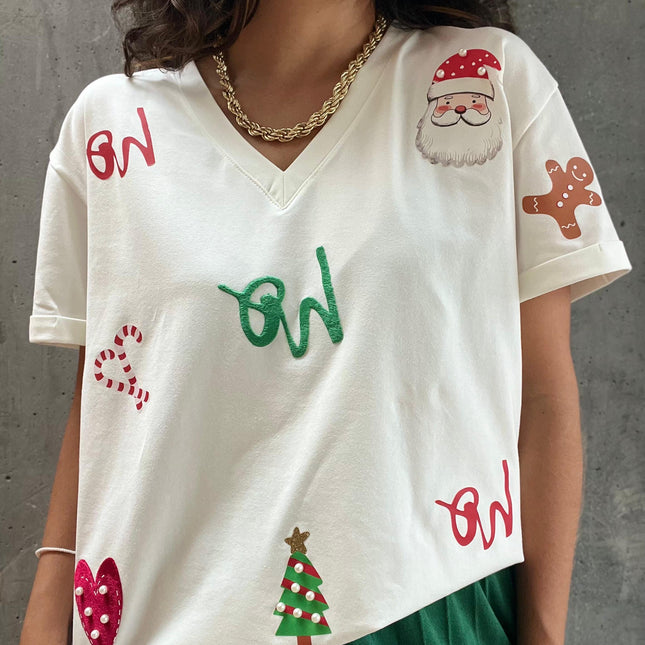 Camiseta navideña ho ho V