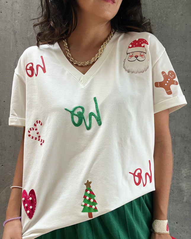 Camiseta navideña ho ho V