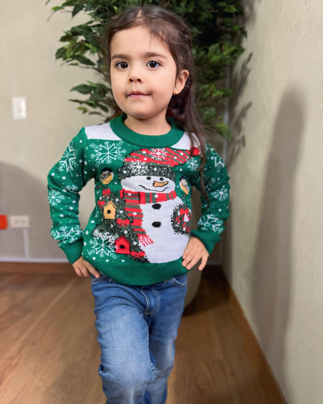 Suéter navideño nieve verde adultos