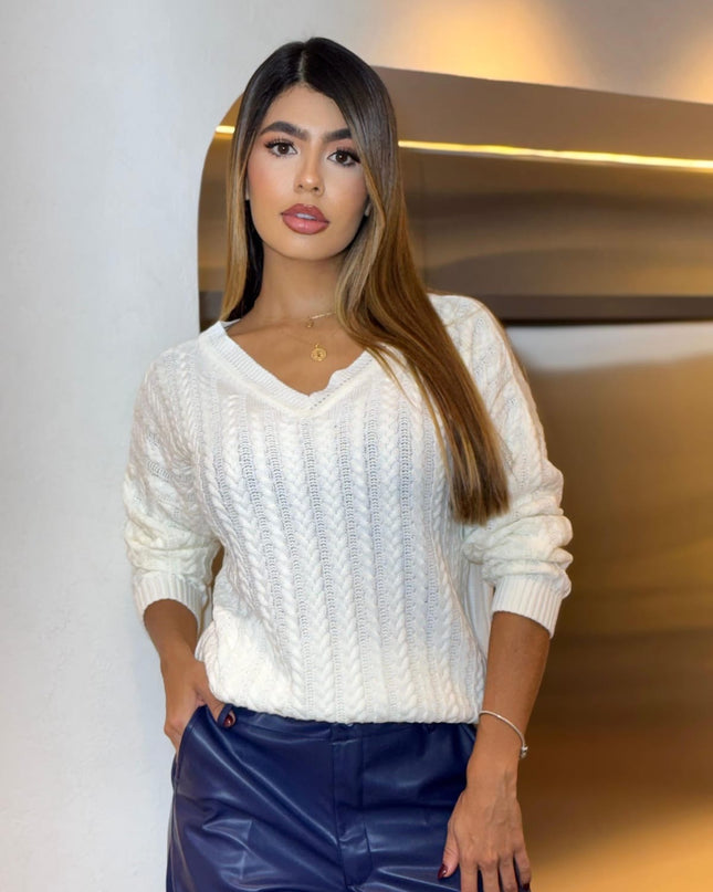 Suéter cuello V clásic