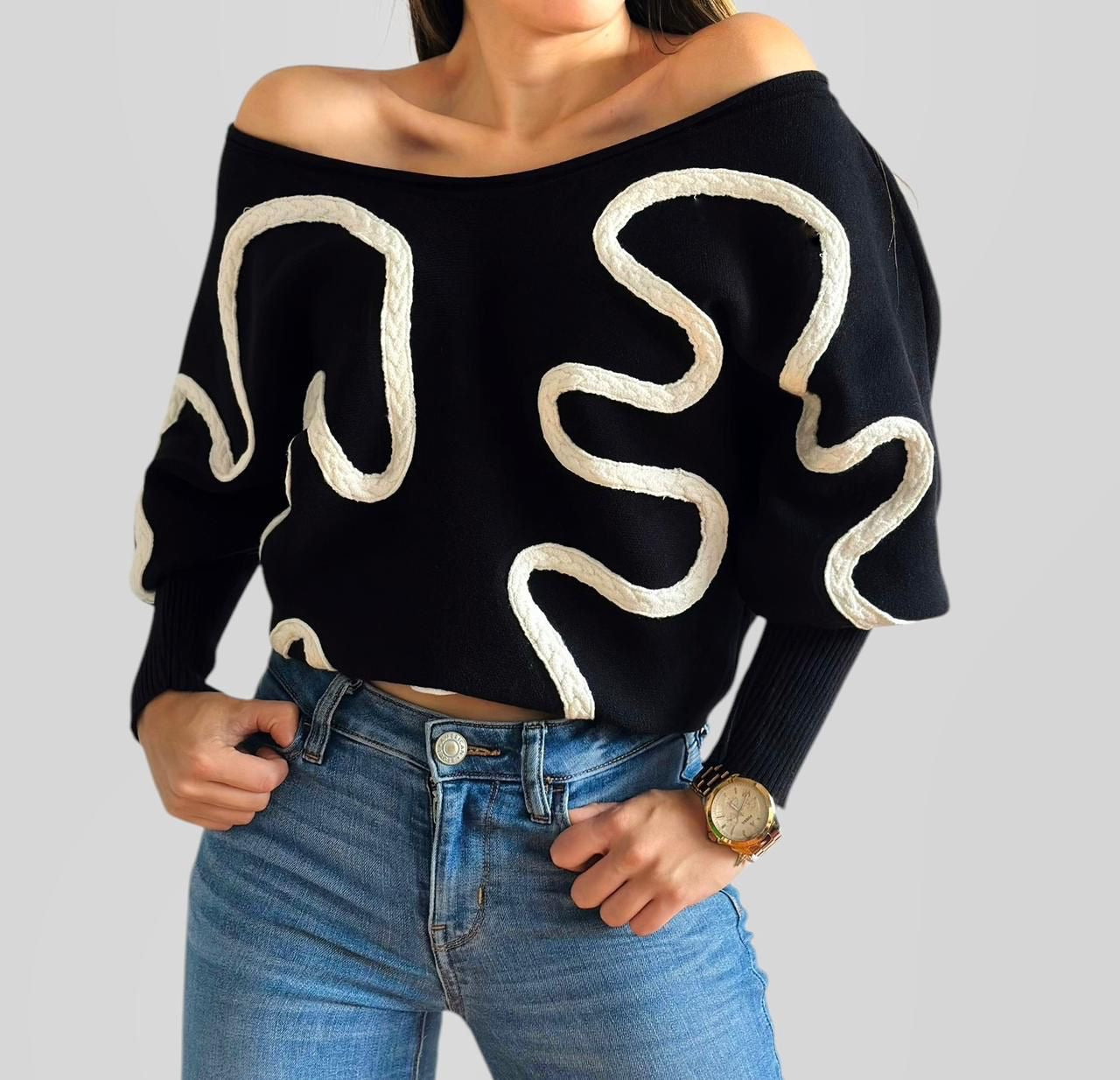 Suéter trenza cuello v