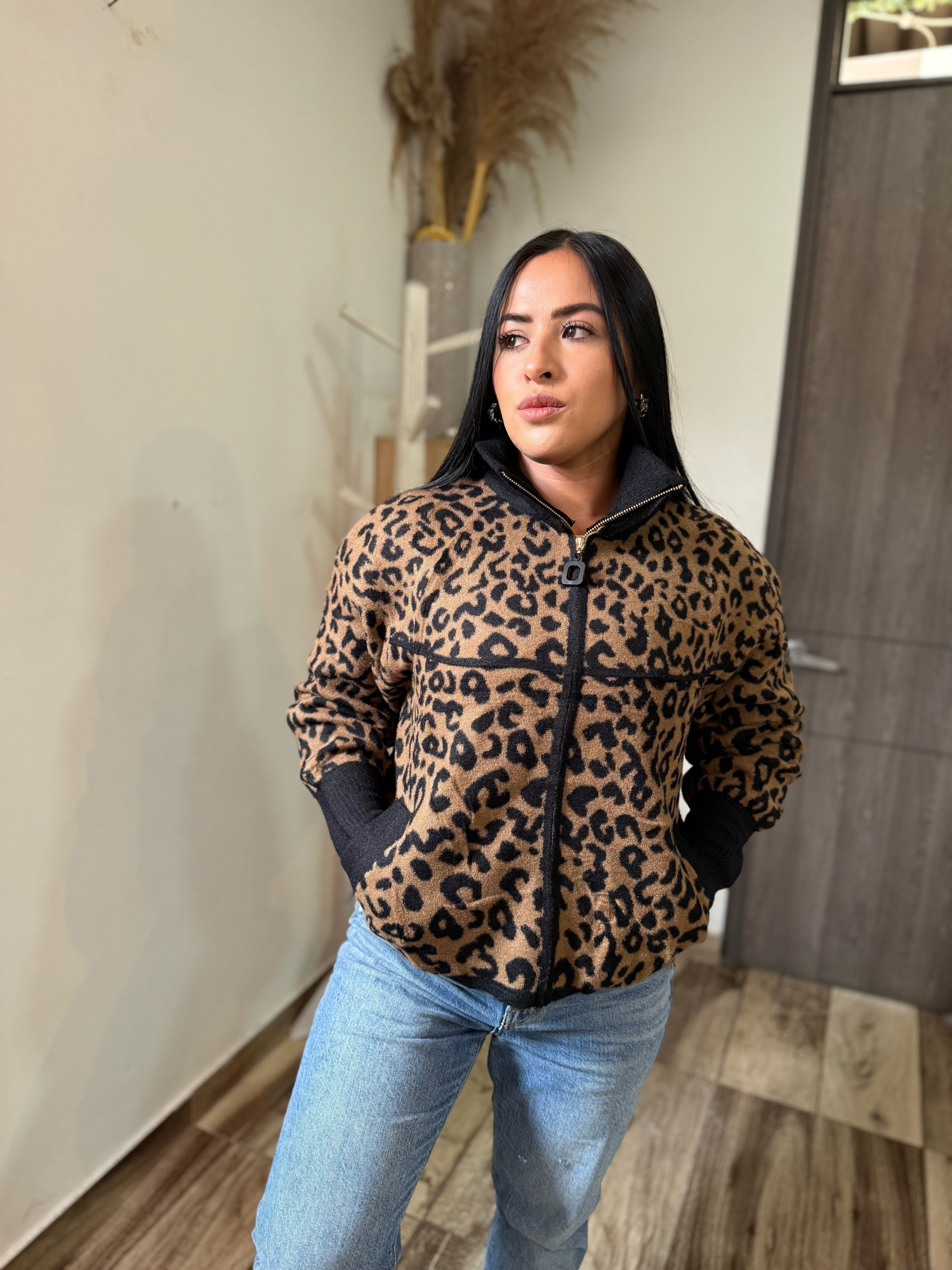 Chaqueta print felpa