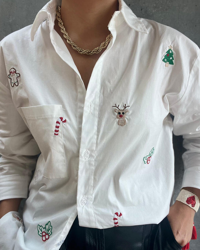 Blusa bordada navideña