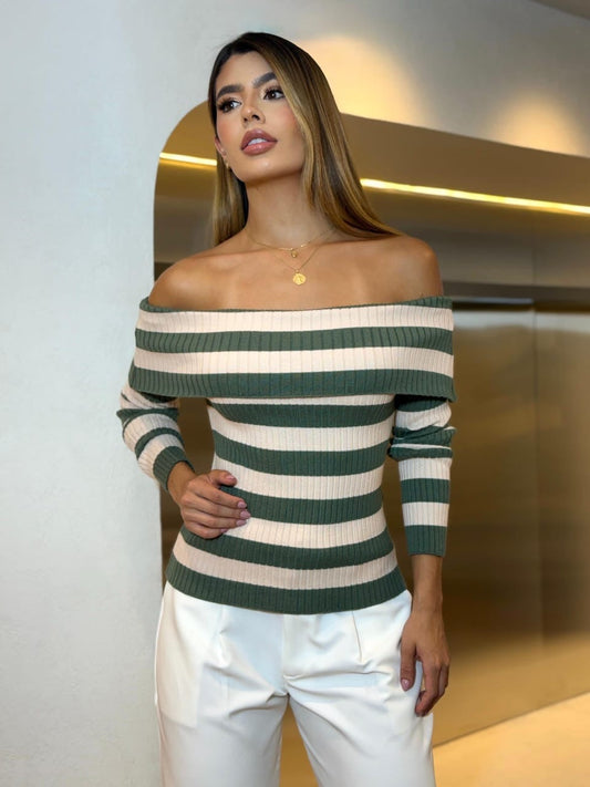 Blusa tejida acanalada