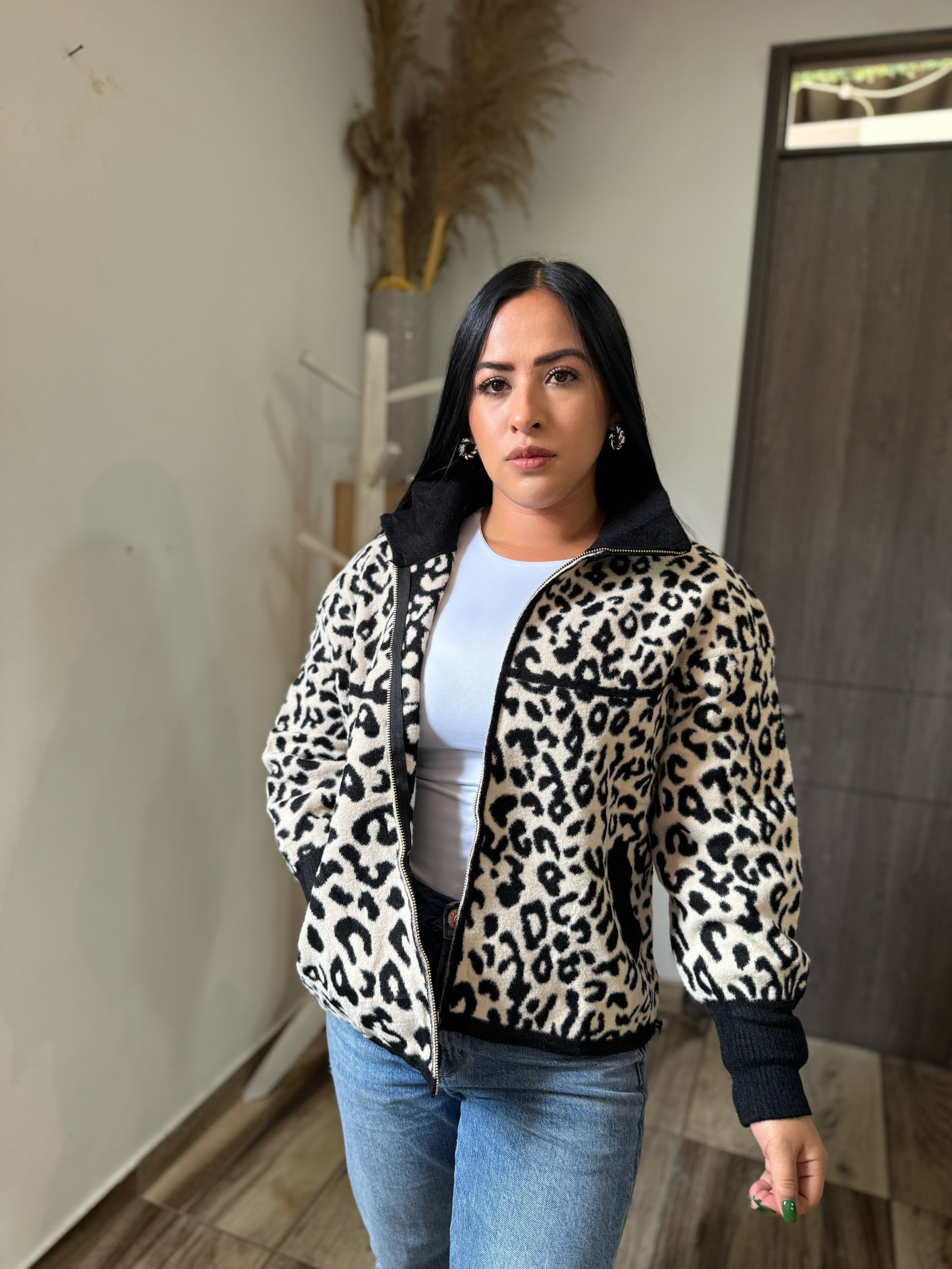 Chaqueta print felpa