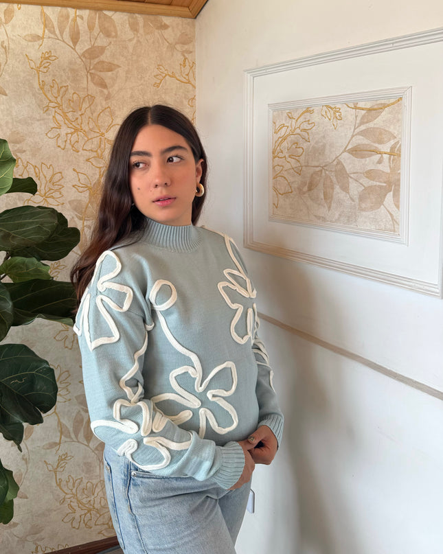 Suéter flor bordada