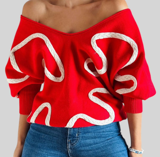Suéter trenza cuello v